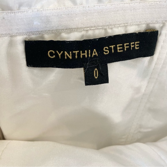 Strapless mini dress cream taupe brocade Cynthia Steffe - Picture 8 of 11